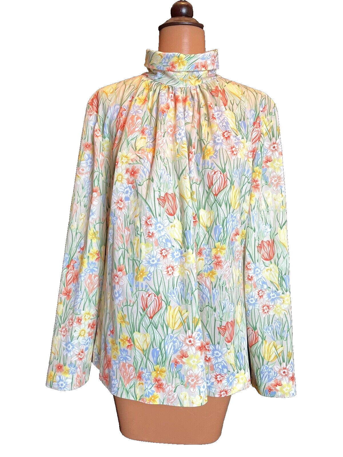 1970s Vintage Whimsy Cottagecore Tulip Hippie Boho Mod Blouse Top Shirt medium