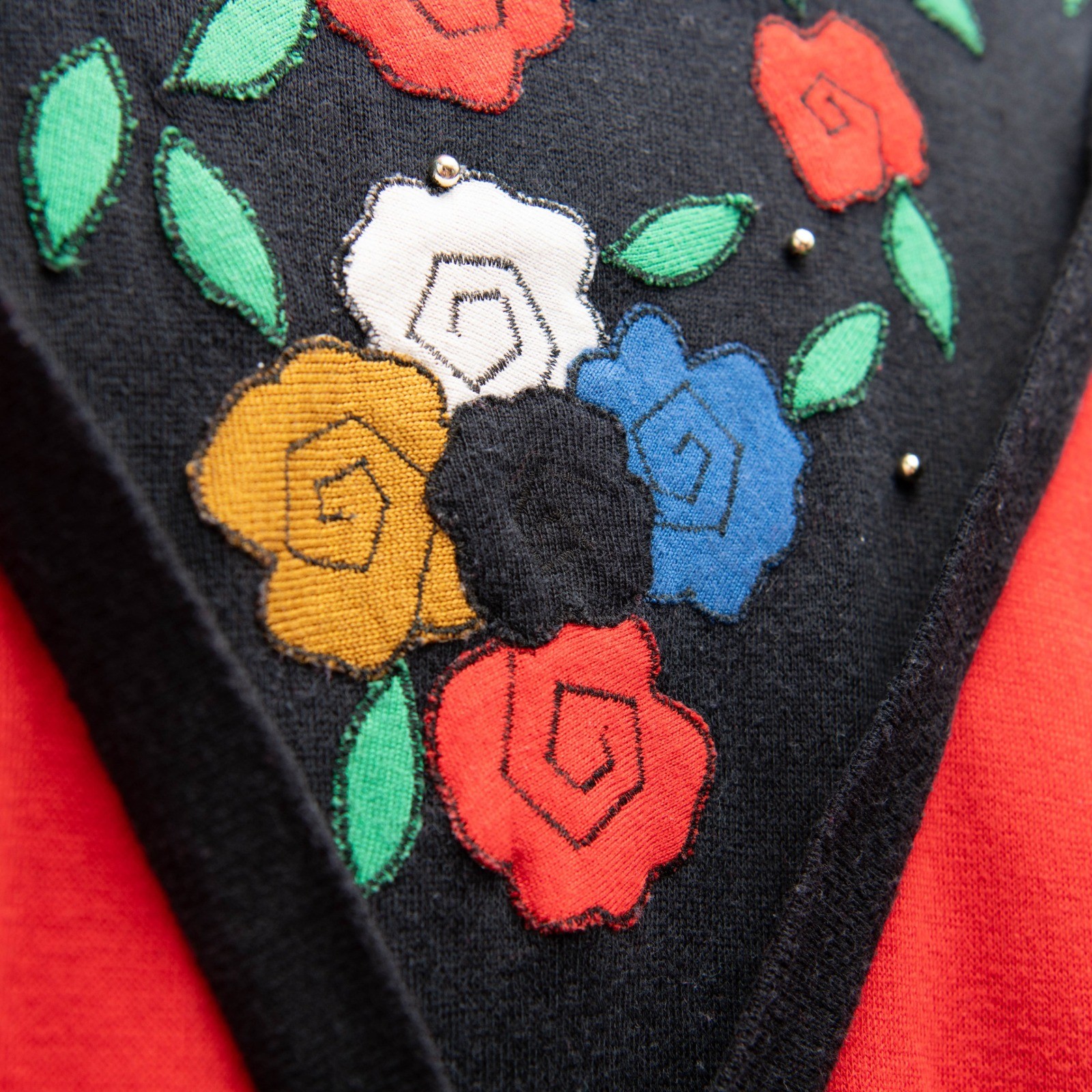 VTG GrandmaCore Sweater XL Colorblock Bold Retro Maximalist Eclectic Artistic