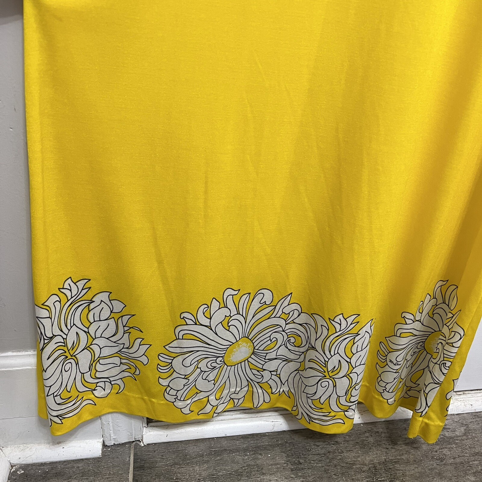 Mr. Dino Golden Door Vintage Maxi Dress Floral Yellow Women’s Size 8 **READ**