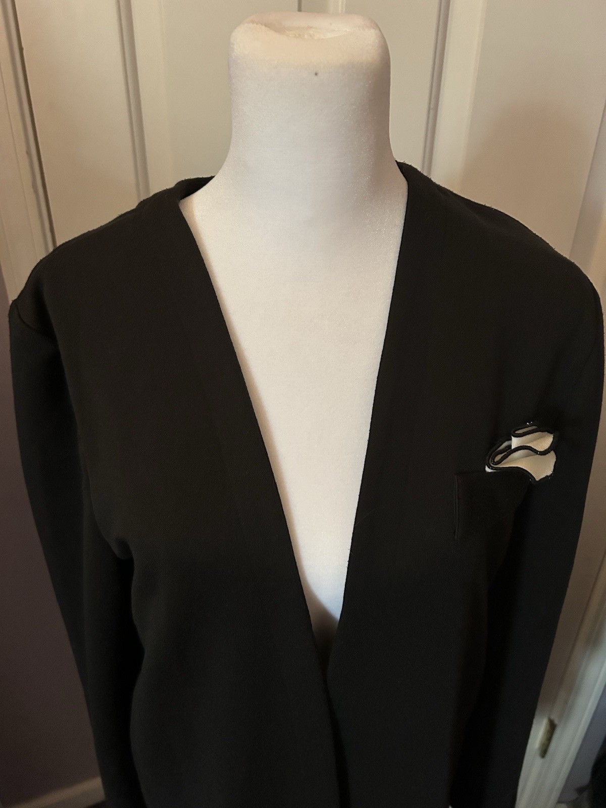 Vintage Leslie Fay Black Open Front Blazer Size 8