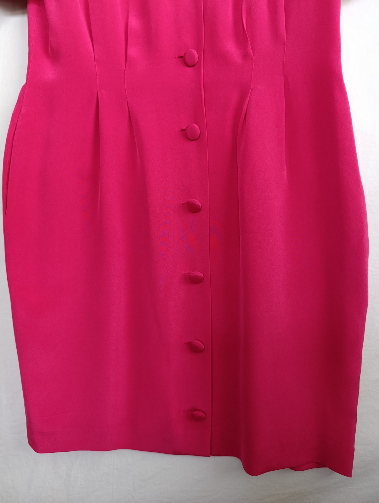 Vintage Patrick Collection 100% Pure Silk Pink Dress Button Up Pockets Size 12
