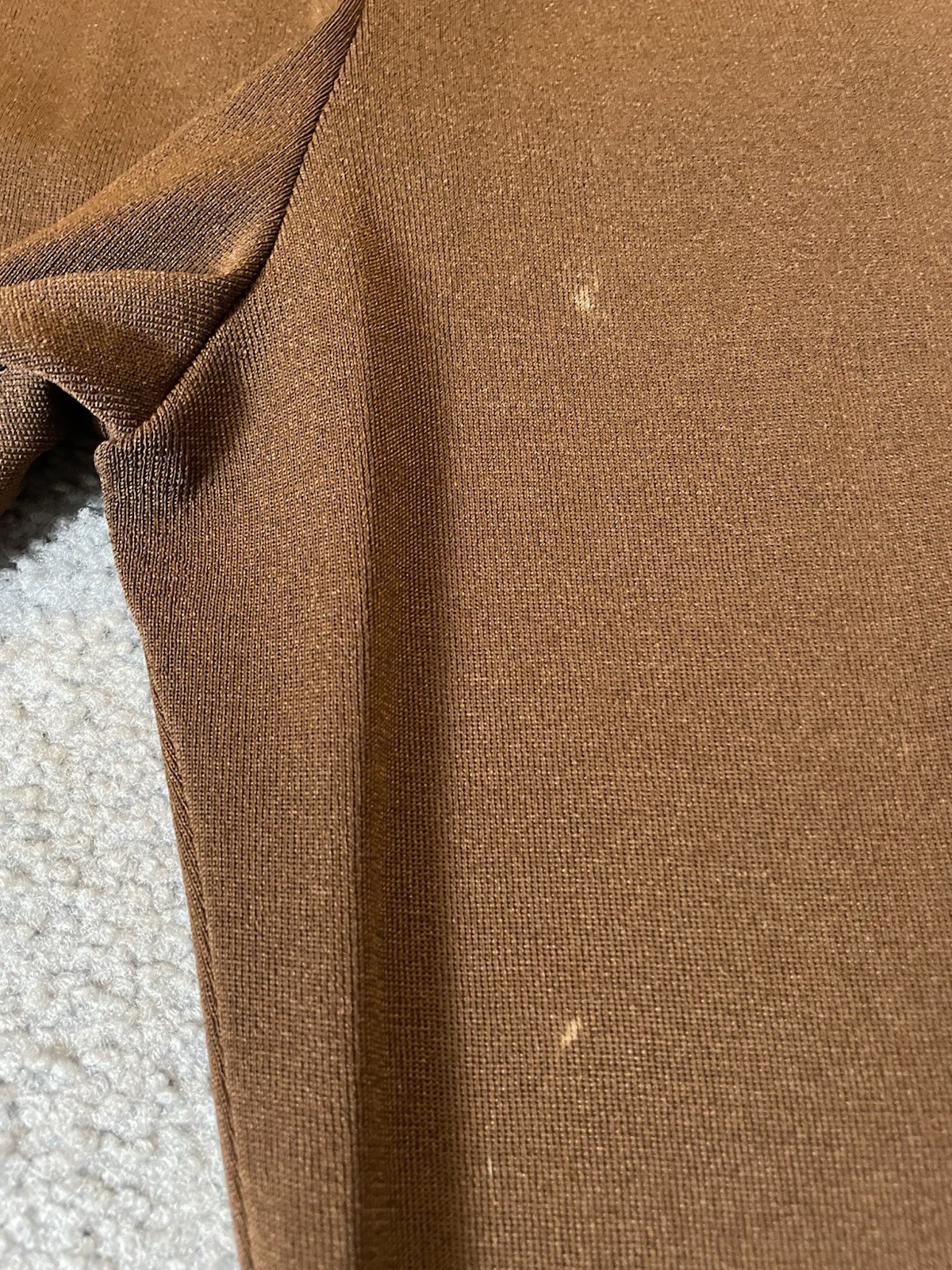 Vtg 70s Marlis Woman Knit Straight Pants 2X Brown Rayon Blend Pull On Athleisure