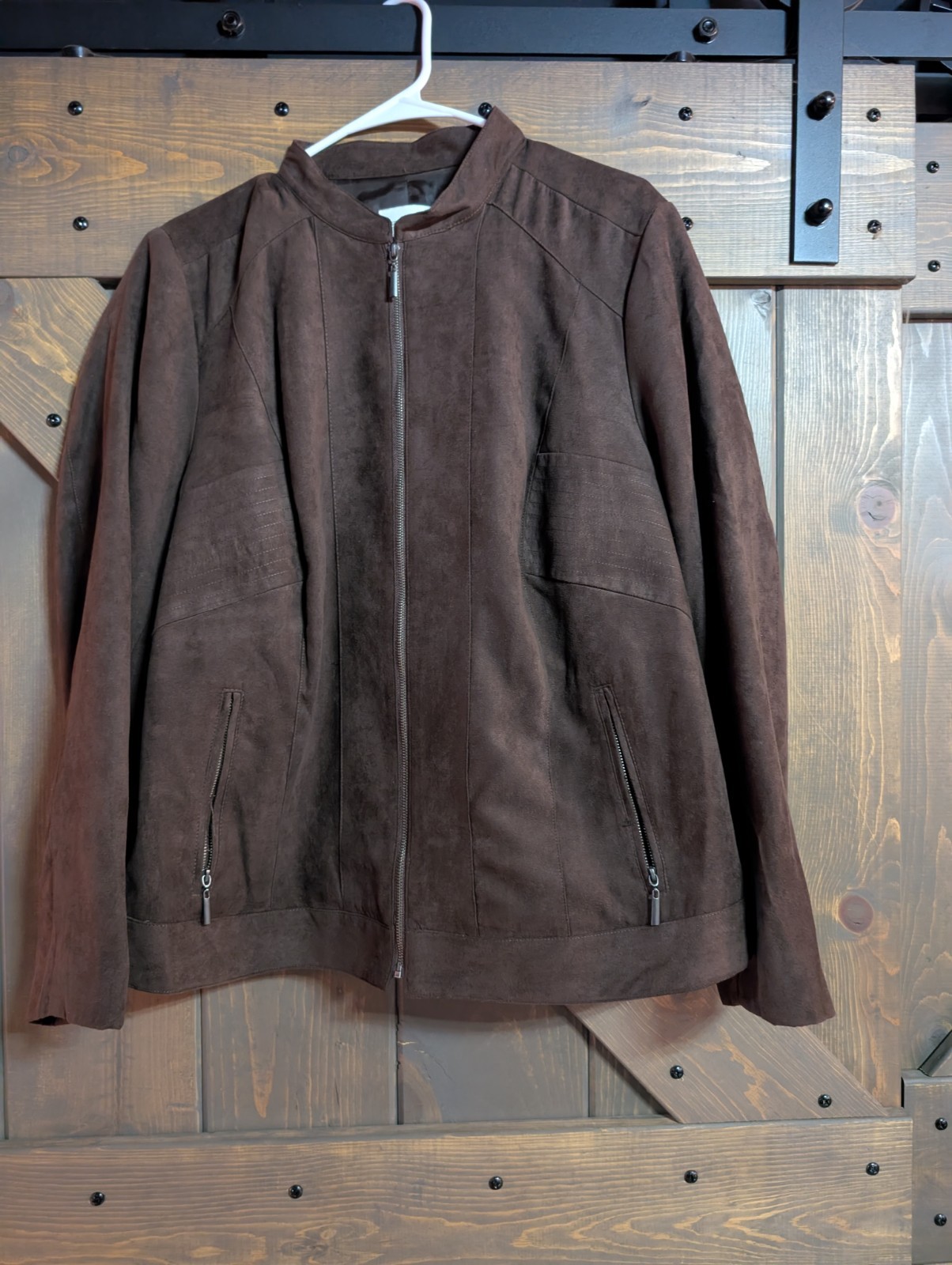 Studio Works Women’s Brown faux Suede Jacket Size 18W