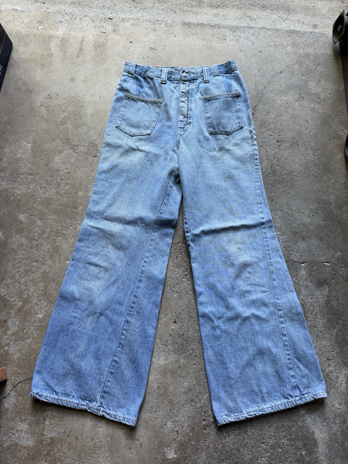 70s VINTAGE Bell Bottom Jeans Size 28×30 Hippie Seafarer Style