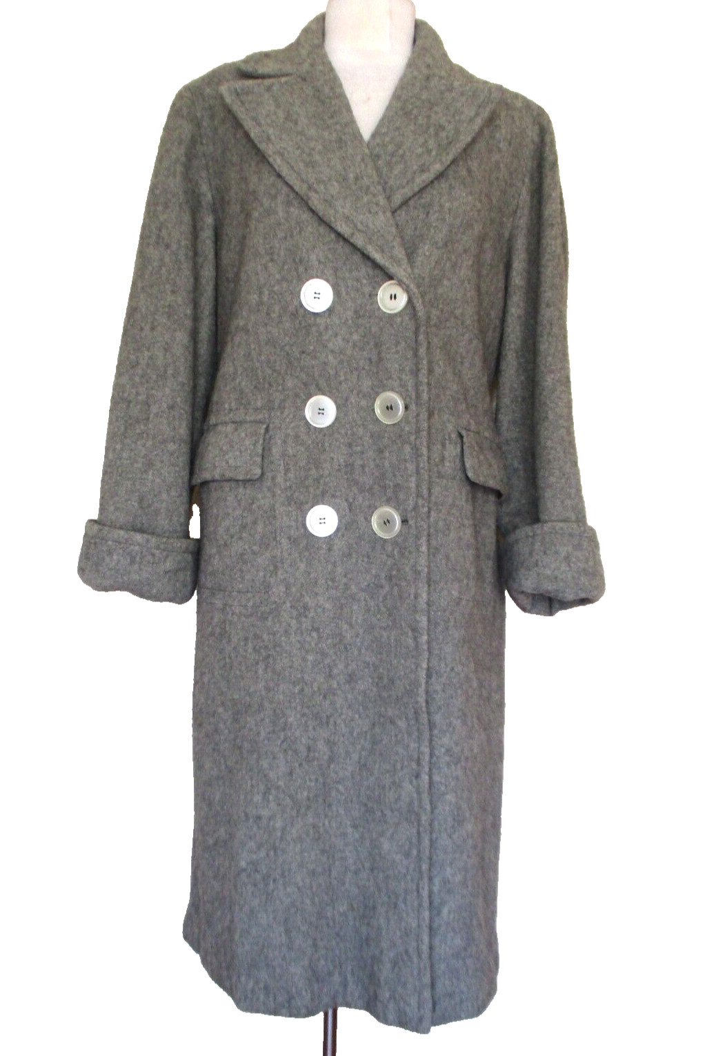 Vintage Chippewa Woolen Mills Coat Large Women Gray Wool Double Breasted
