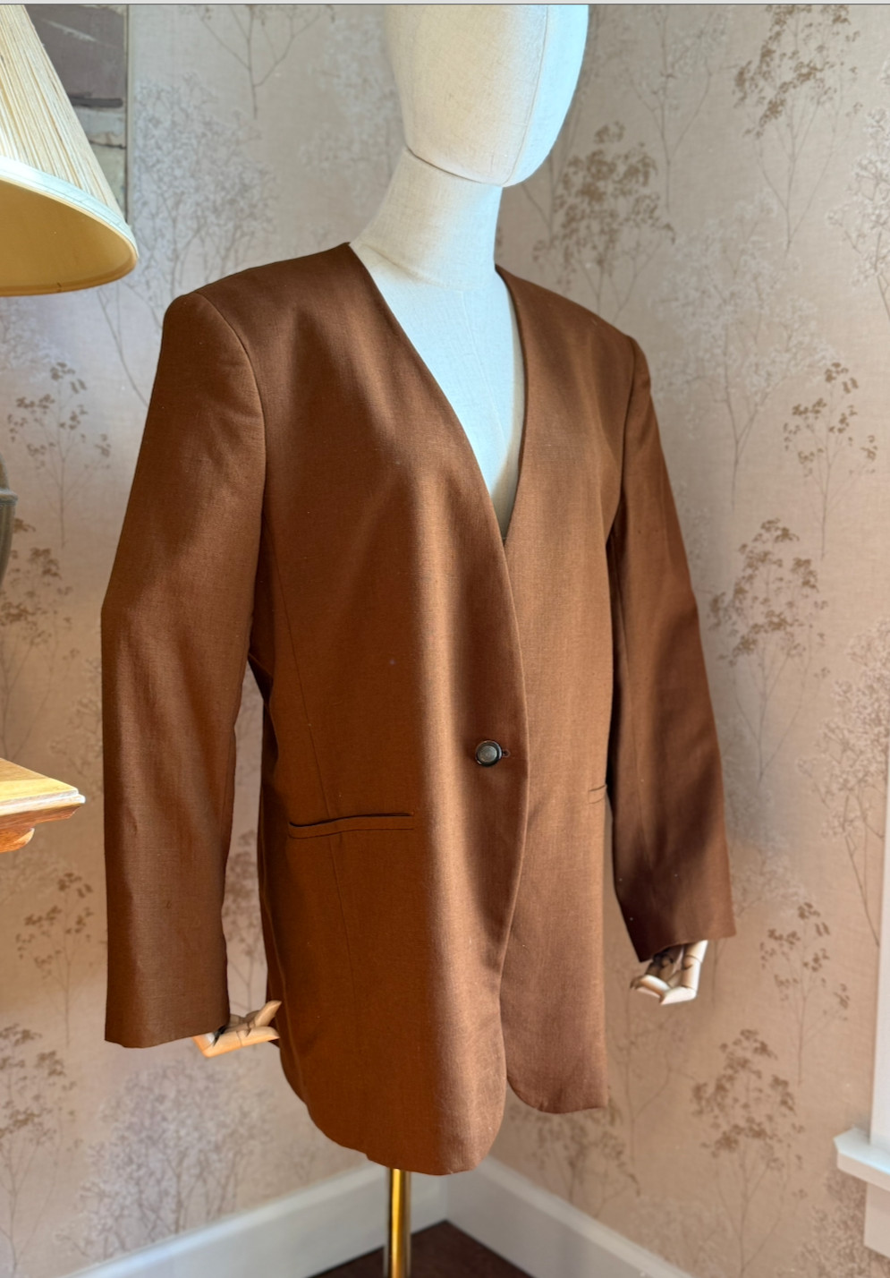 Vintage Rena Rowan for Saville Womens Minimalist camel Blazer