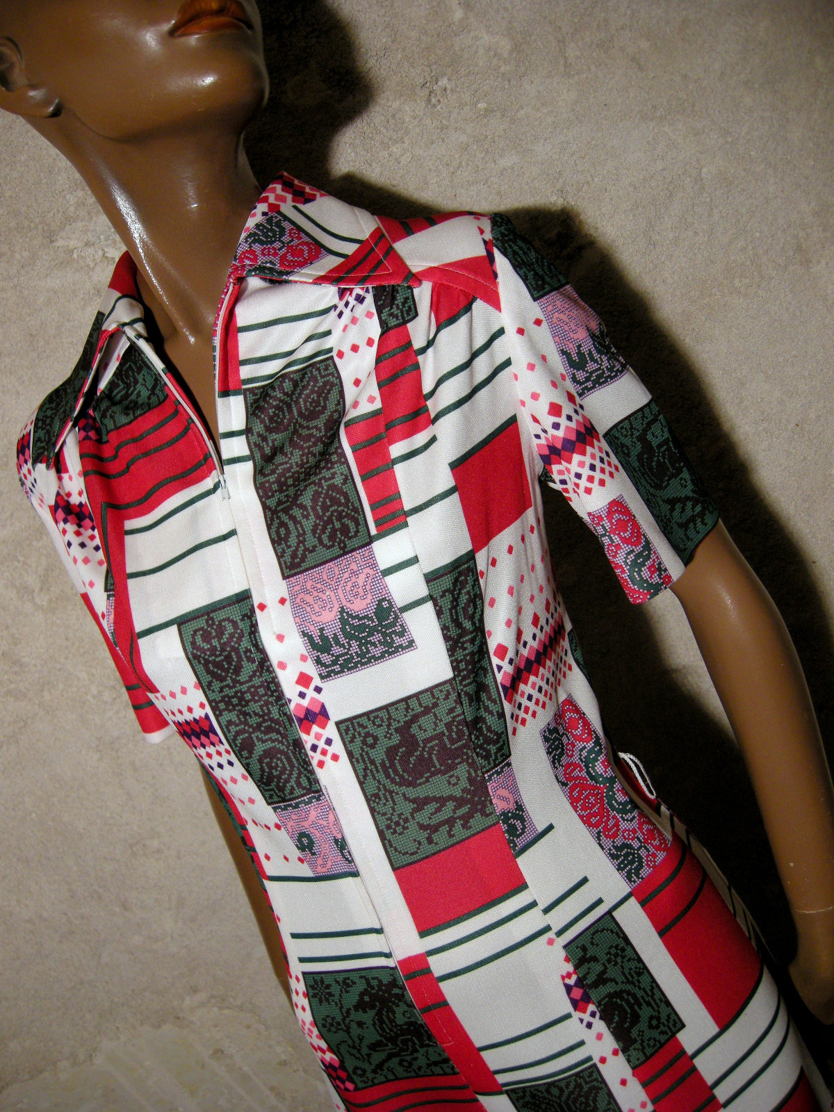 Chic Vintage Dress 1970 True Vtg Dress 70S Mod Graphic Kleid 70Er Vestido (40)