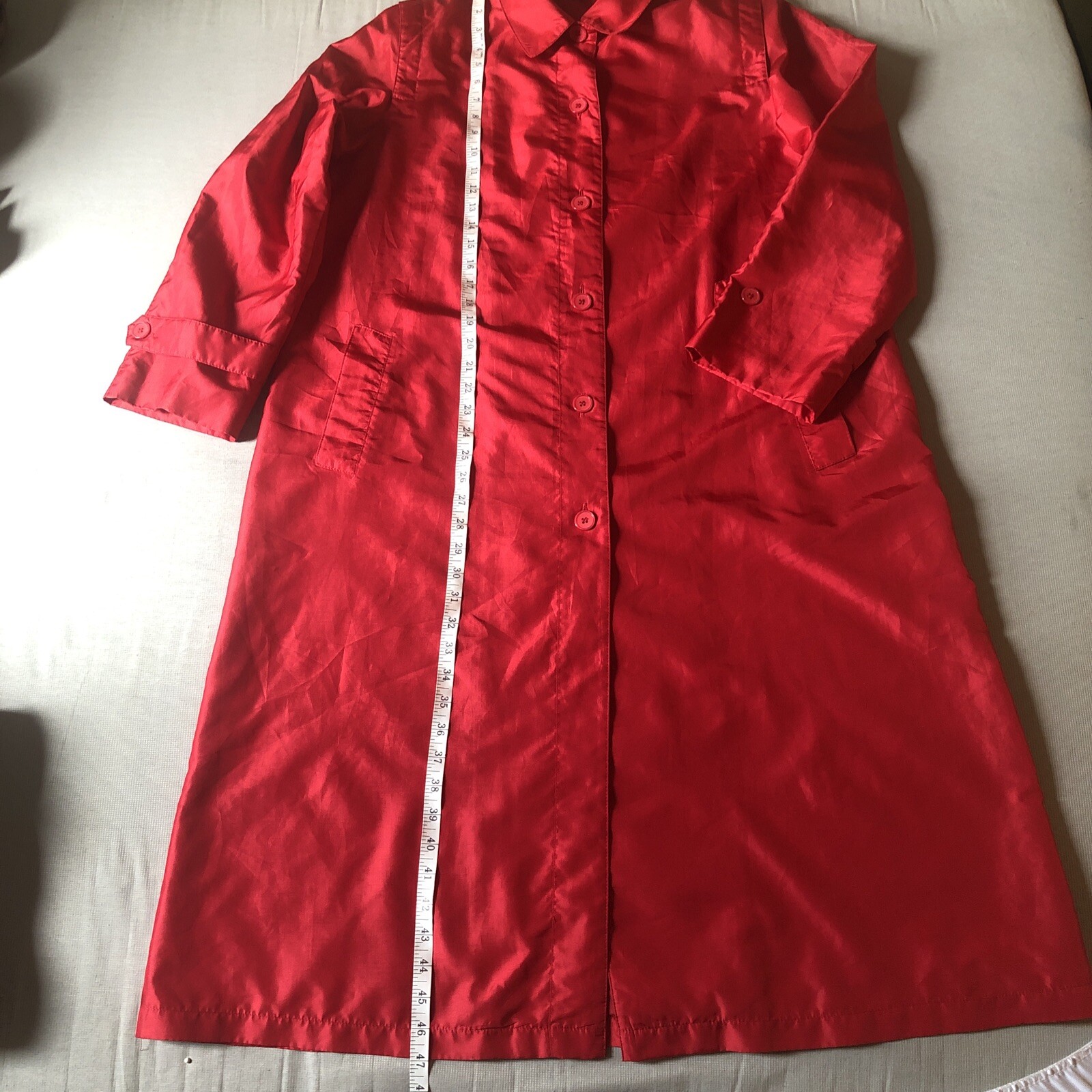 Vtg Forecaster of Boston 11/12 Long Red Lightweight Nylon Rain Coat Jacket Retro
