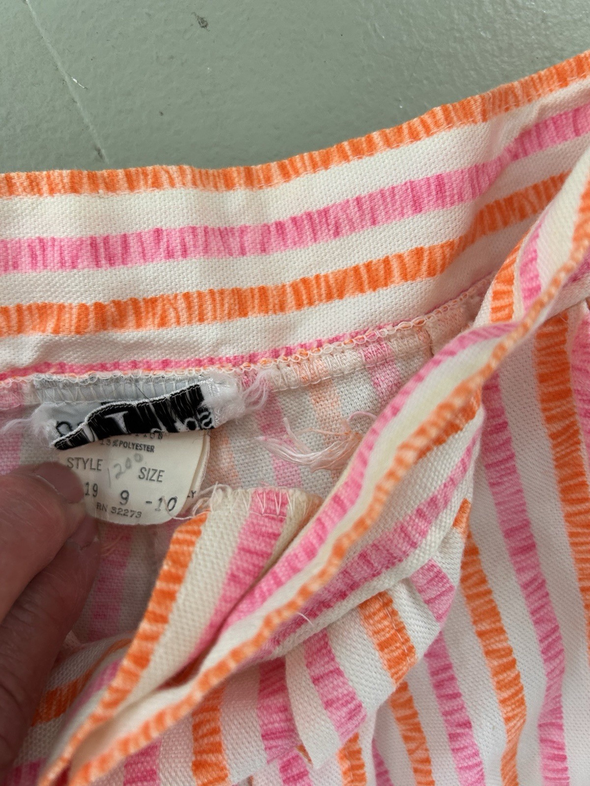 Vintage Pan Trends Flare Bell Bottom Pants Cuff Sz9/10 Candy Stripe Pink Orange