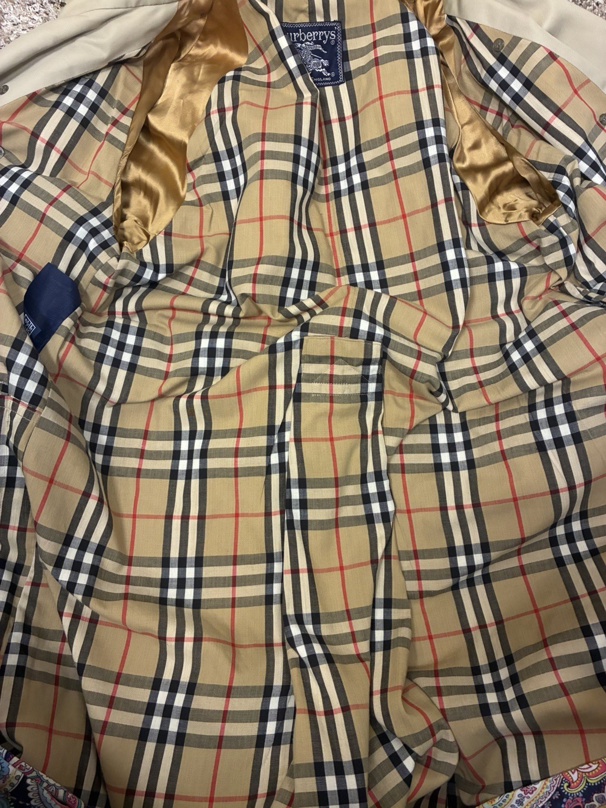Burberry VTG Novacheck Long Trench Coat England Women Unisex M Double Breasted