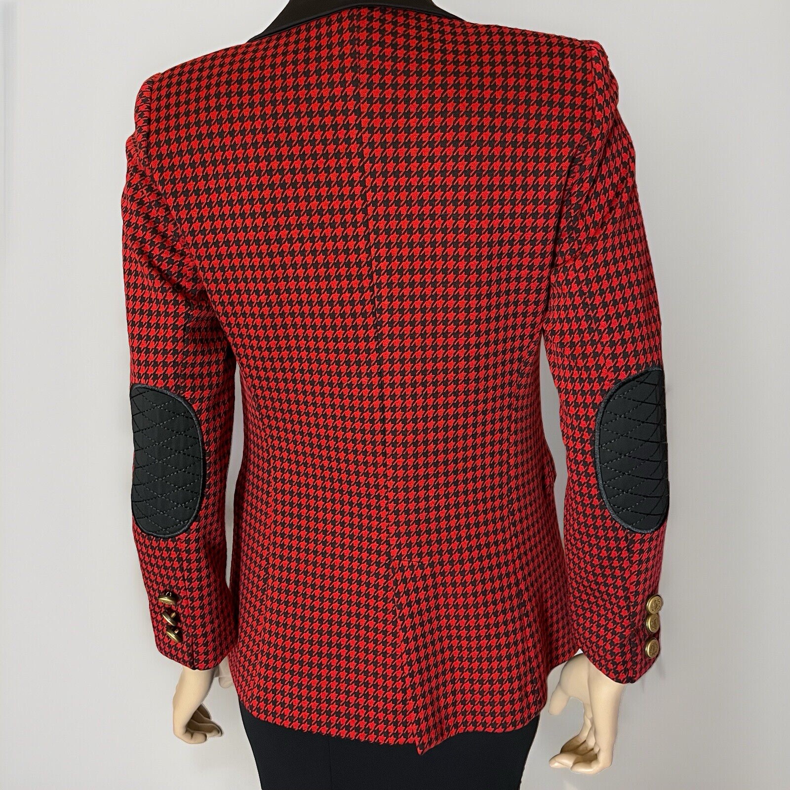 Vintage 80s Miss Miss Red Black Houndstooth Blazer Single Breasted EU 44