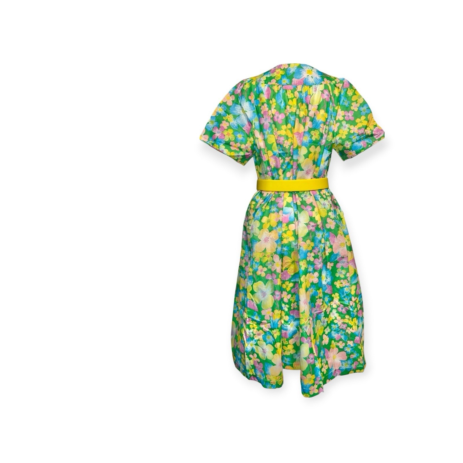 VTG 1960s MUUMUU FLOWER POWER HAWAIIAN HOUSE DRESS HIPPIE MOD ROCKABILLY W/ BELT