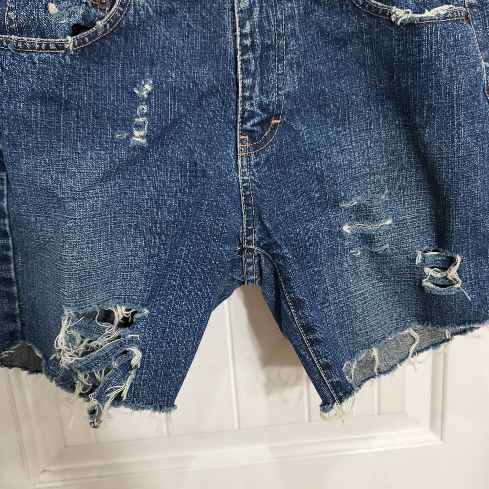 Calvin Klein Shorts Vtg 90s Distressed Destroyed Busted Jean Denim Bermudas Sz 4