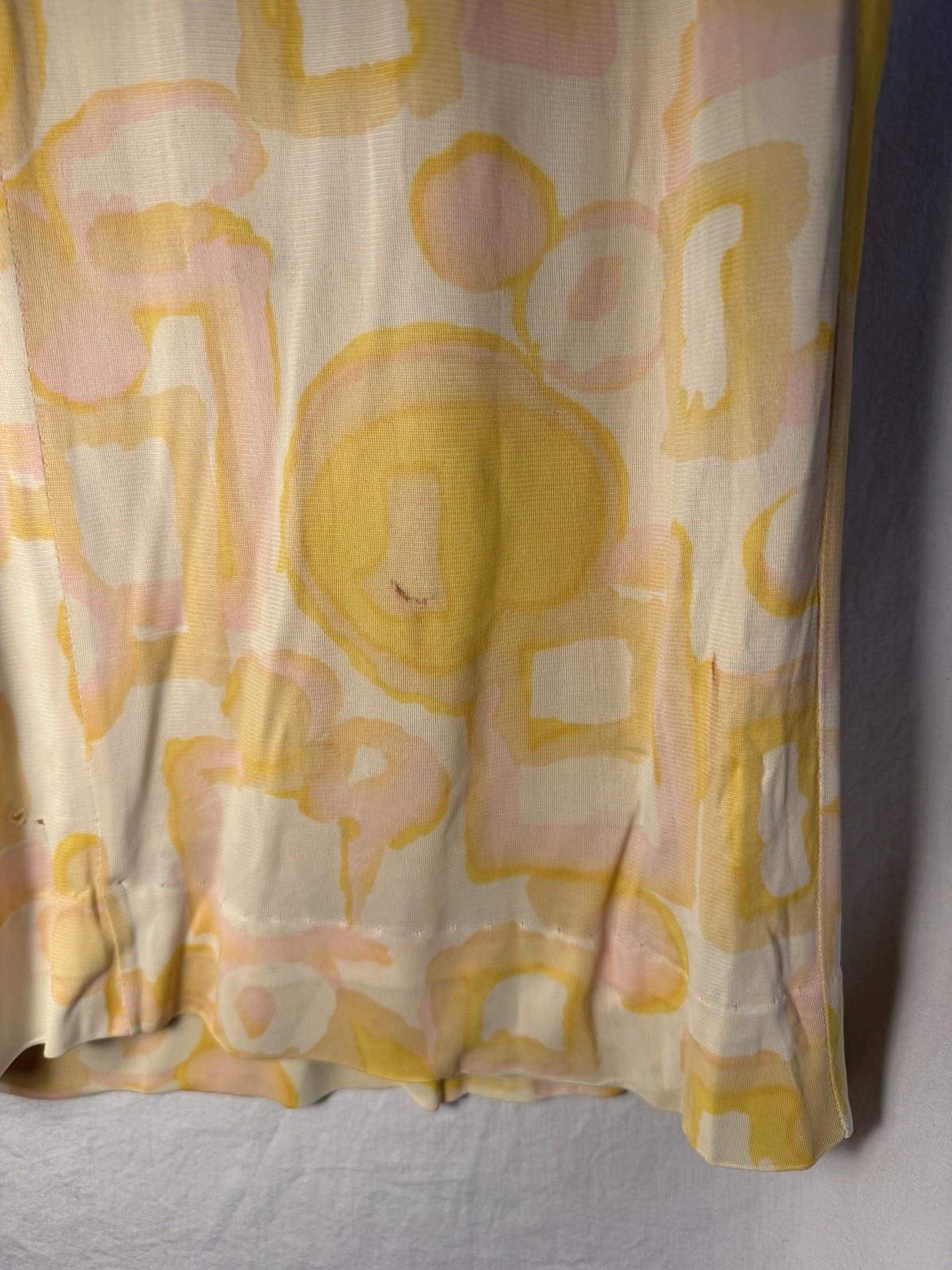 Vtg 60s Alice 14 Rayon Knit Print Dress Mod Geometric Bohemian Slinky