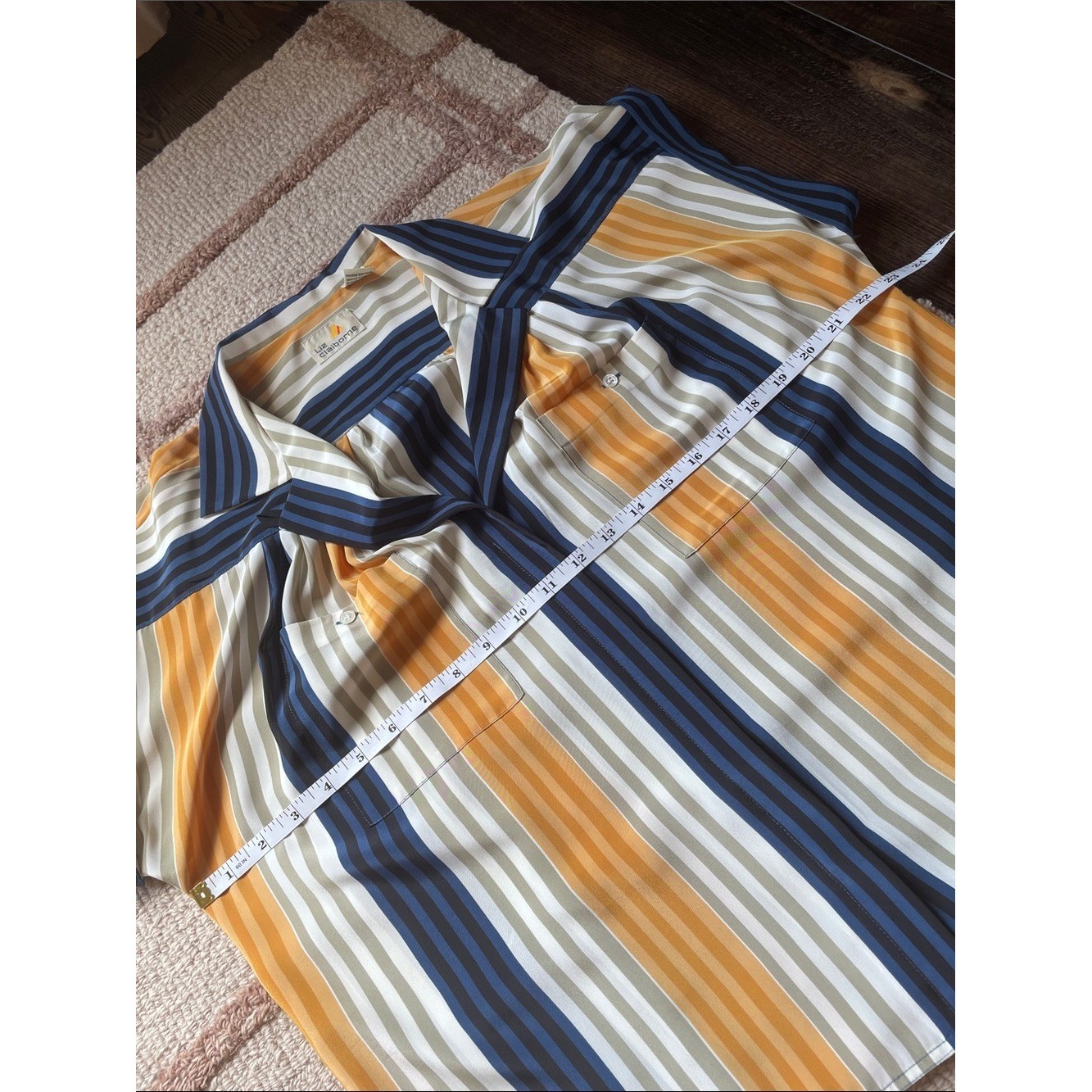 Vintage Liz Claiborne Striped Collared Matching Skirt Blouse Set Size 8