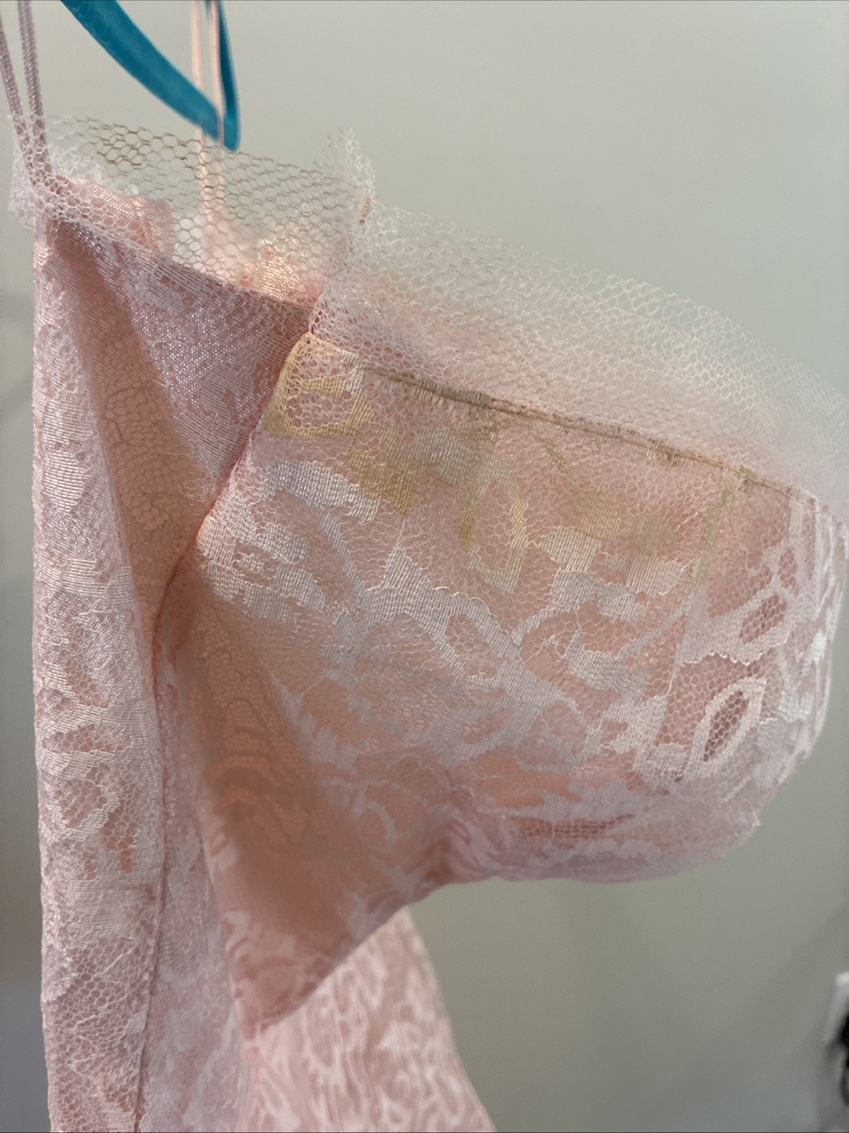Vintage 1950s Pink Tulle Lace Formal Strapless Dress Satin Underskirt & Necklace