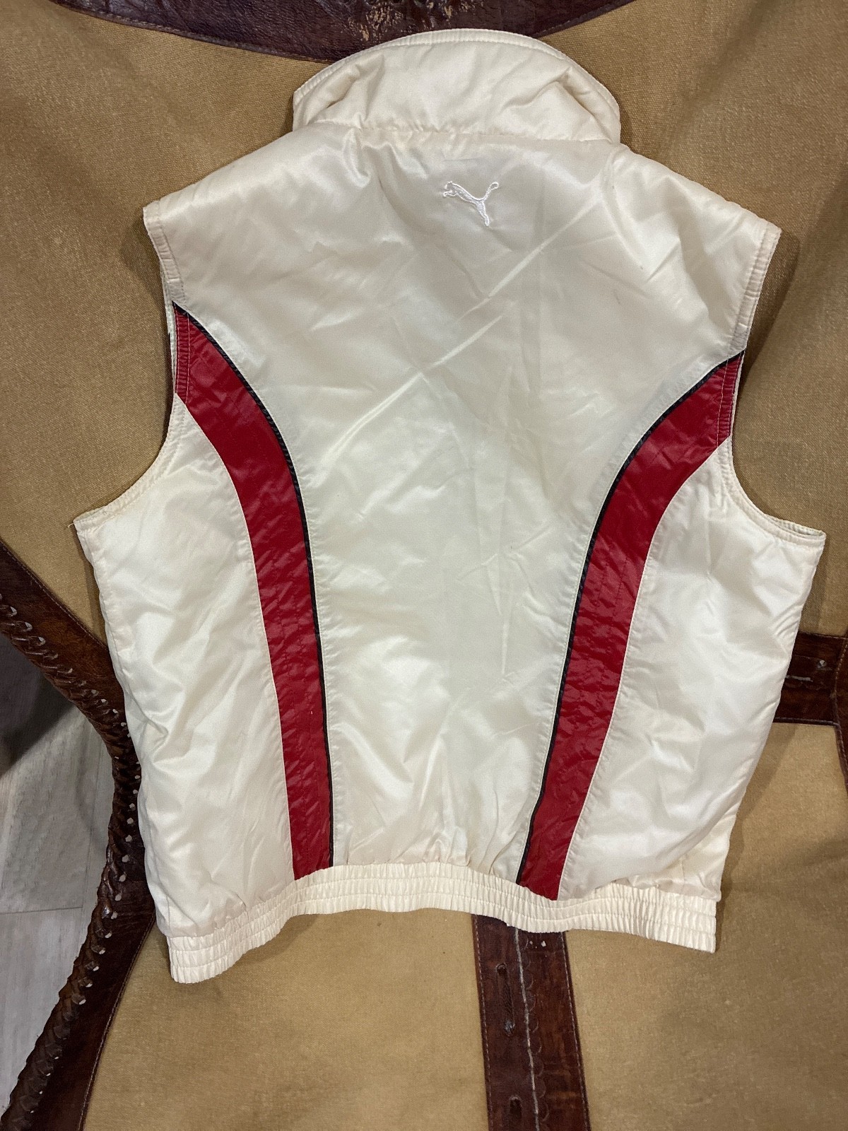 VTG 80s RETRO PUMA SKI NATIONAL PUFFER VEST WOMEN S PATCH 70s NYLON BIG YKK ZIP
