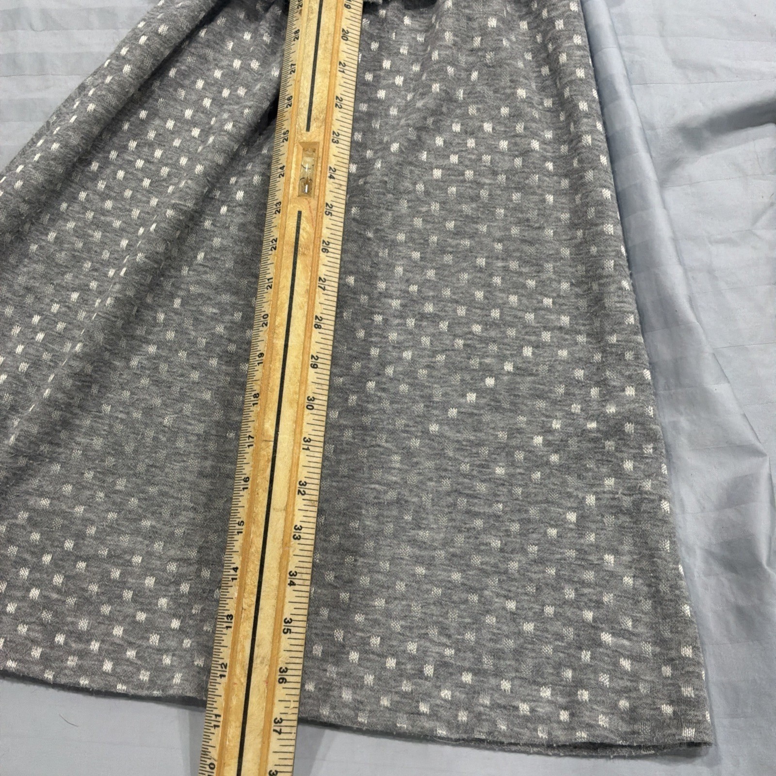 Vintage 80s Midi Gray And White Polka Dot Dress Peplum Gathered Waist Cowl Neck