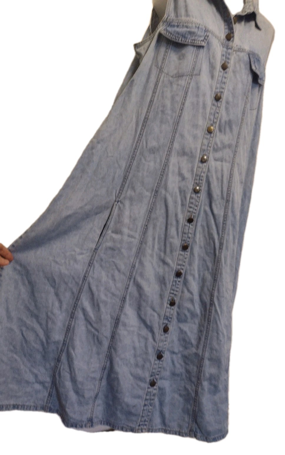 Vintage Switch USA Denim Maxi Dress Button Front Western Prairie Coastal Cowgirl