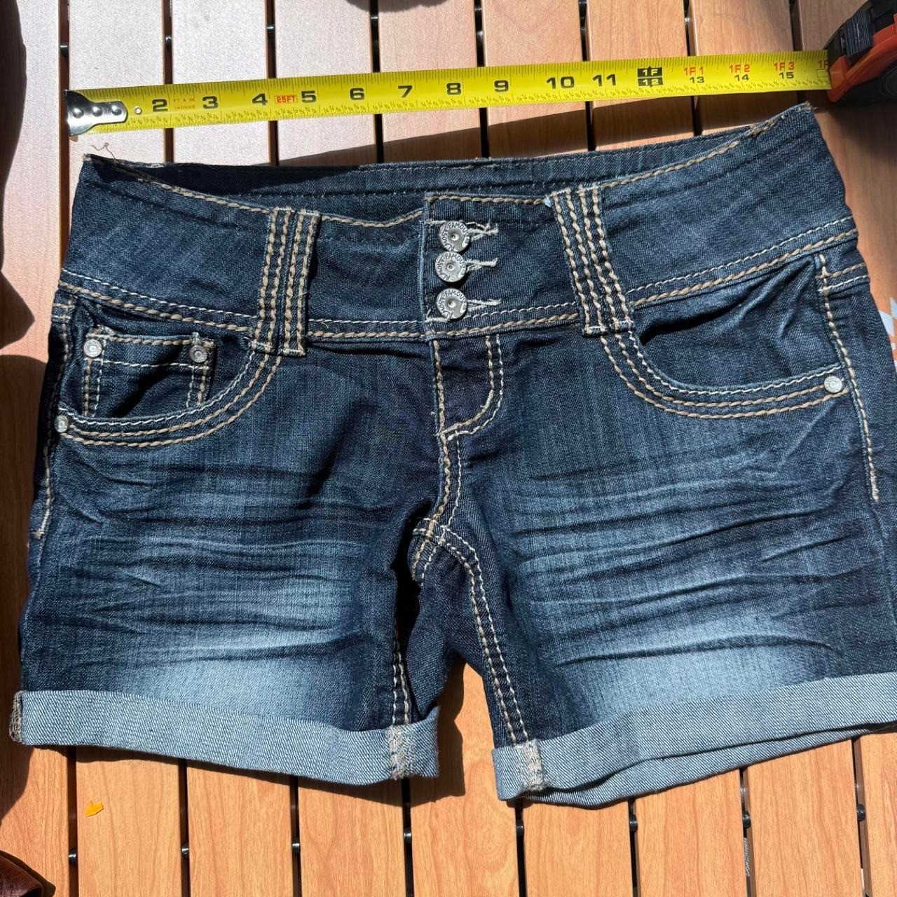Almost Famous Dark Blue Boyfriend Denim Shorts with Triple-Button Waist