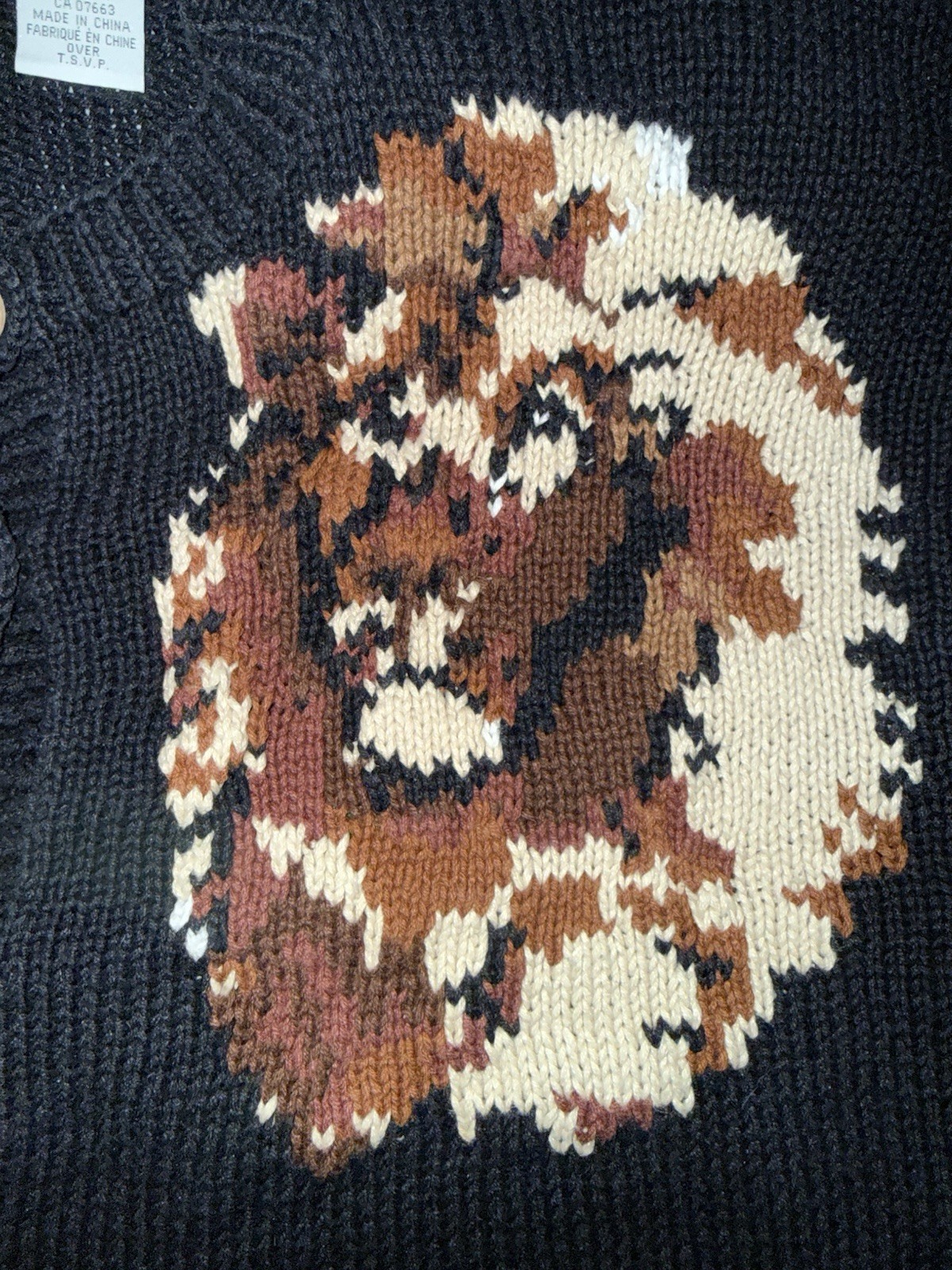 Vtg The Eagle’s Eye “World Wildlife Collection” hand-knit cardigan sweater Large