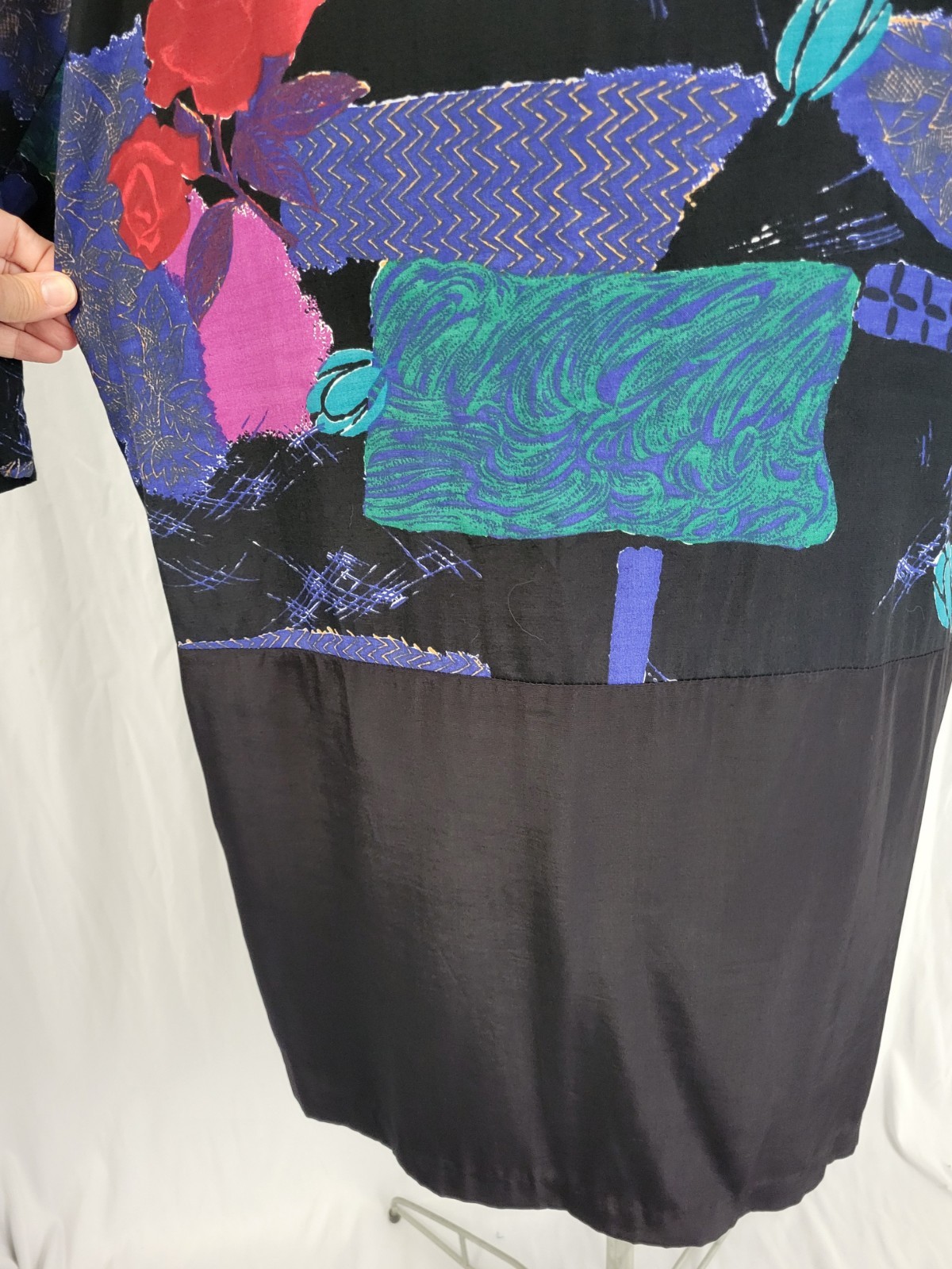 Vintage Just in Thyme Drop Waist Dress w Printed Top & Black Skirt Size 14