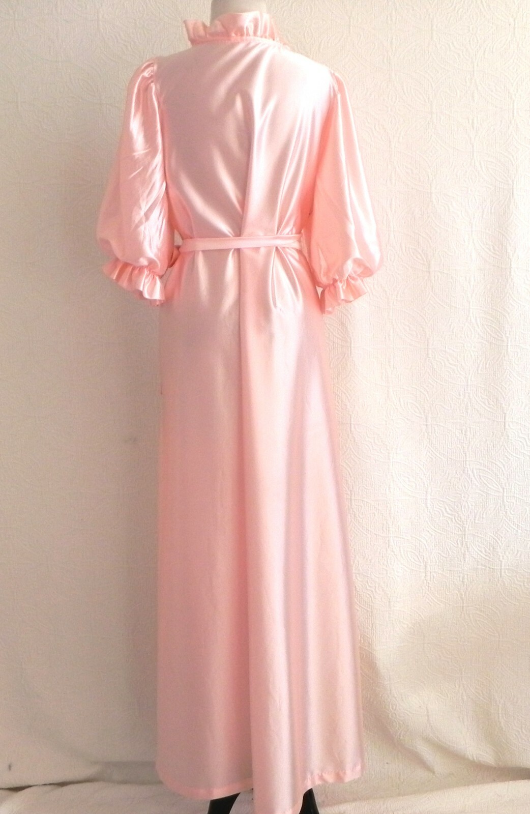 Vtg Montgomery Ward Robe Maxi Belted Pockets Half Sleeve Ruffle Trim Size L