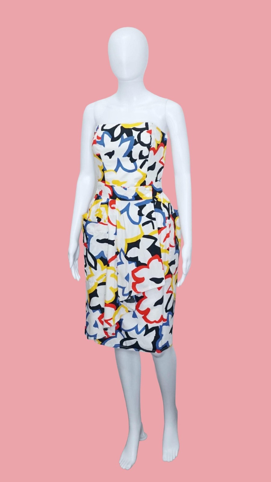 1980s GUY LAROCHE ENSEMBLE. Abstract Floral Print Two Piece Set. Extra Small