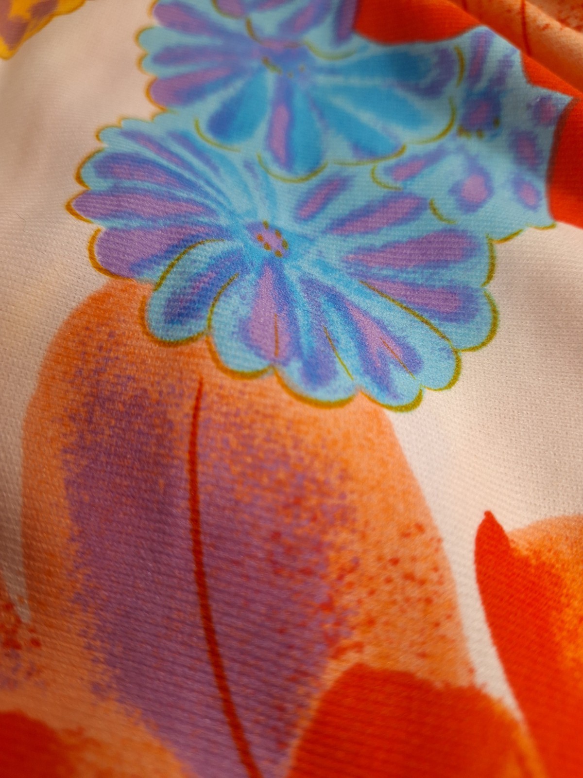True VTG 1970s MALIHINI HAWAII Mid-century Mod Polyester Maxi Dress Muu Muu L