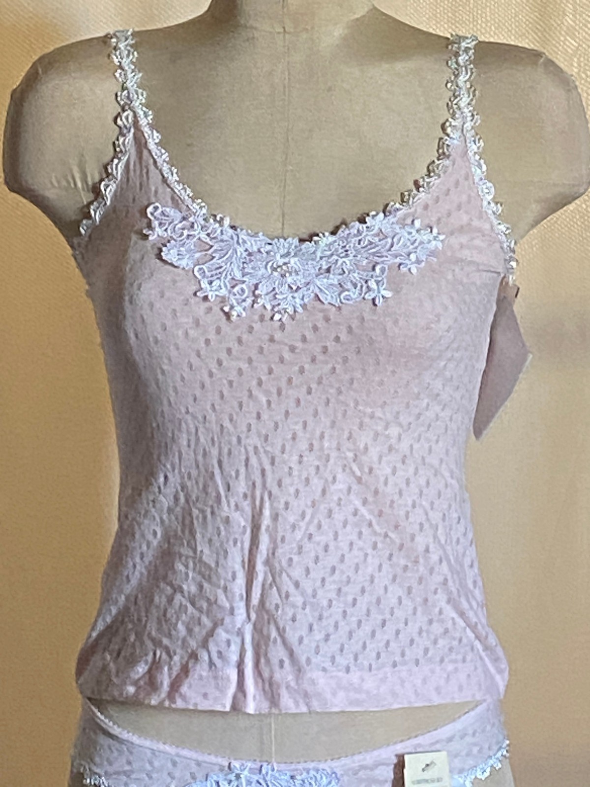 NWT Henson Kickernick Vtg 1980’s Karessa Lacy Cami Panty Set Bikini Pink S-5 (#1