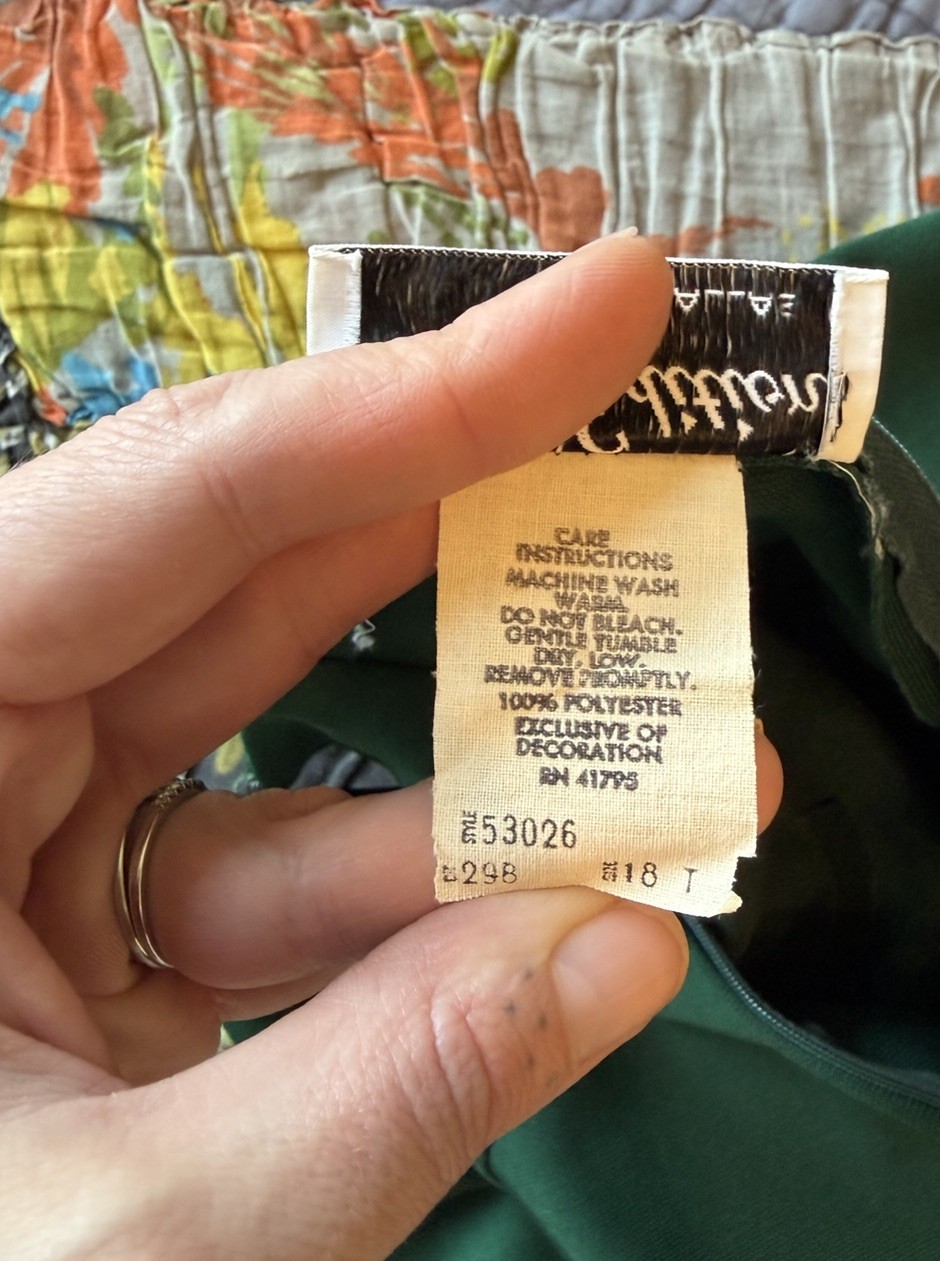 Vintage 60s 70s First Edition Mod Drop Waist Pleated Dress 18 Green Preppy Retro
