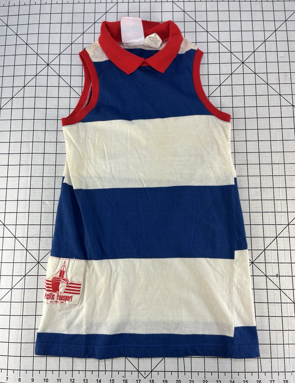 Vtg 70s 80s Hang Ten Surf Stripe Collared Polo Skirt Dress One Piece Tee USA L