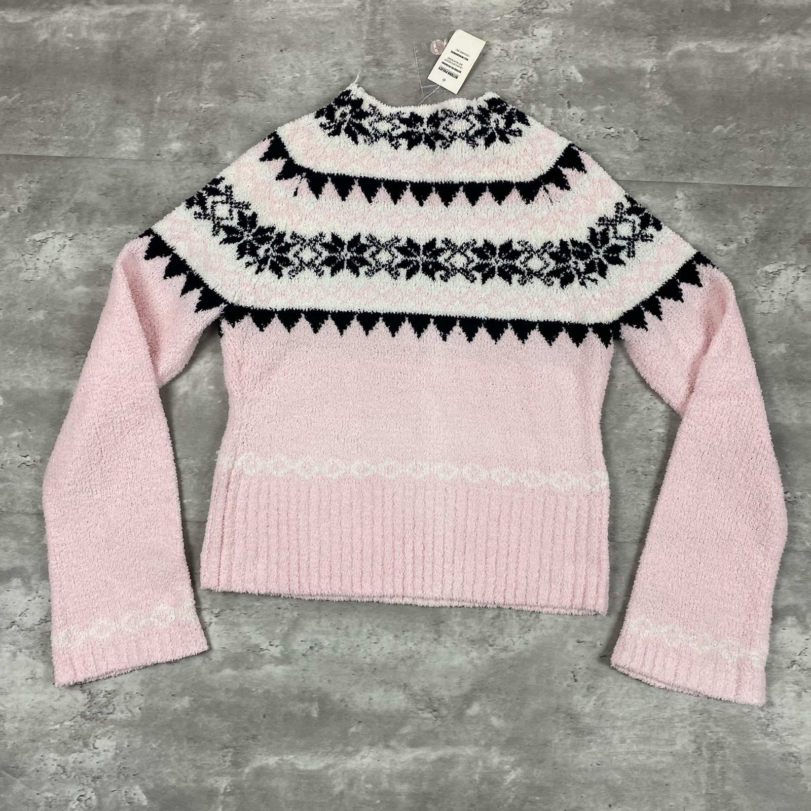 vintage Heart Moon Star fleece sweater M crop bell sleeve Rampage 90s y2k 2000s