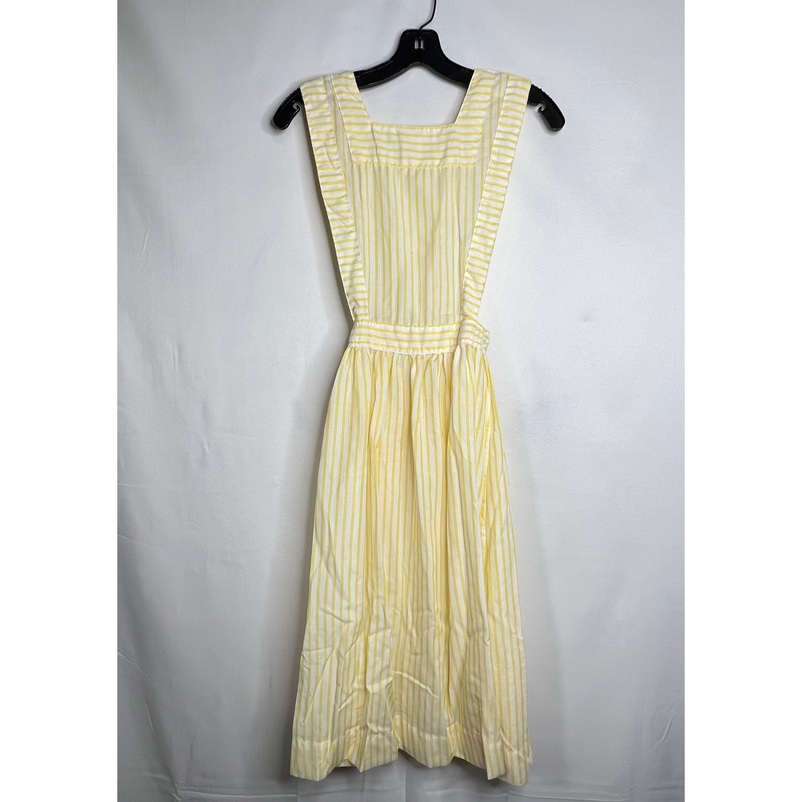 Vintage Yellow Striped Pinafore Apron Dress Womens S Future Nurses Club Uniform