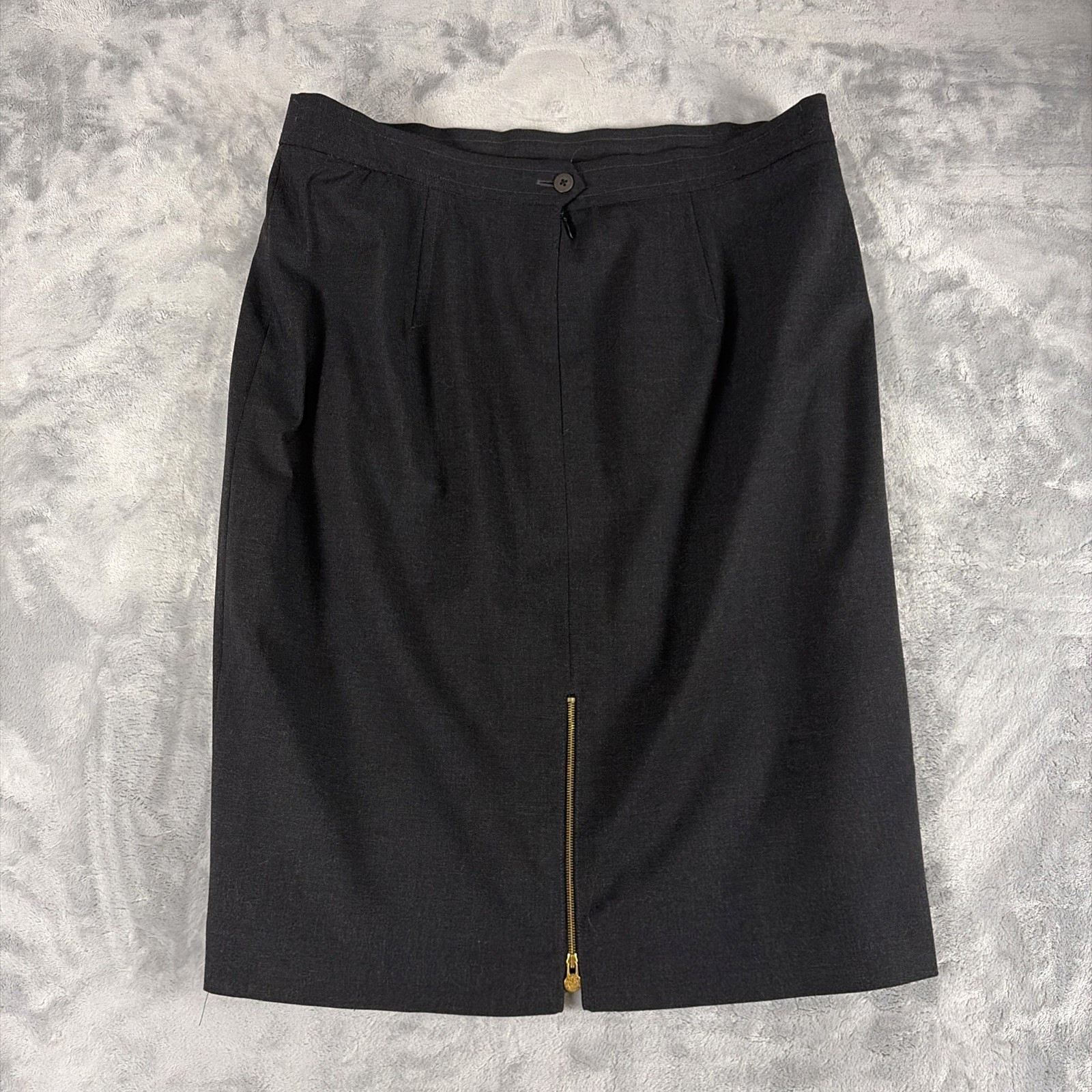 VTG Louis Feraud Pencil Skirt Size 16 Wool High Waist Academia Black Heather