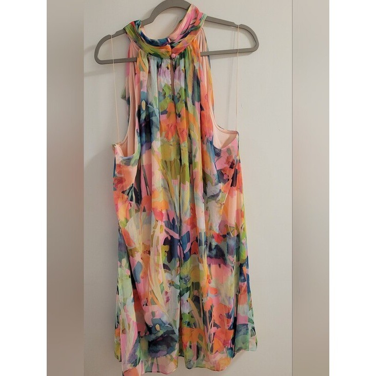 Adrianna Papell Plus Size 26W Floral Chiffon Halter Dress