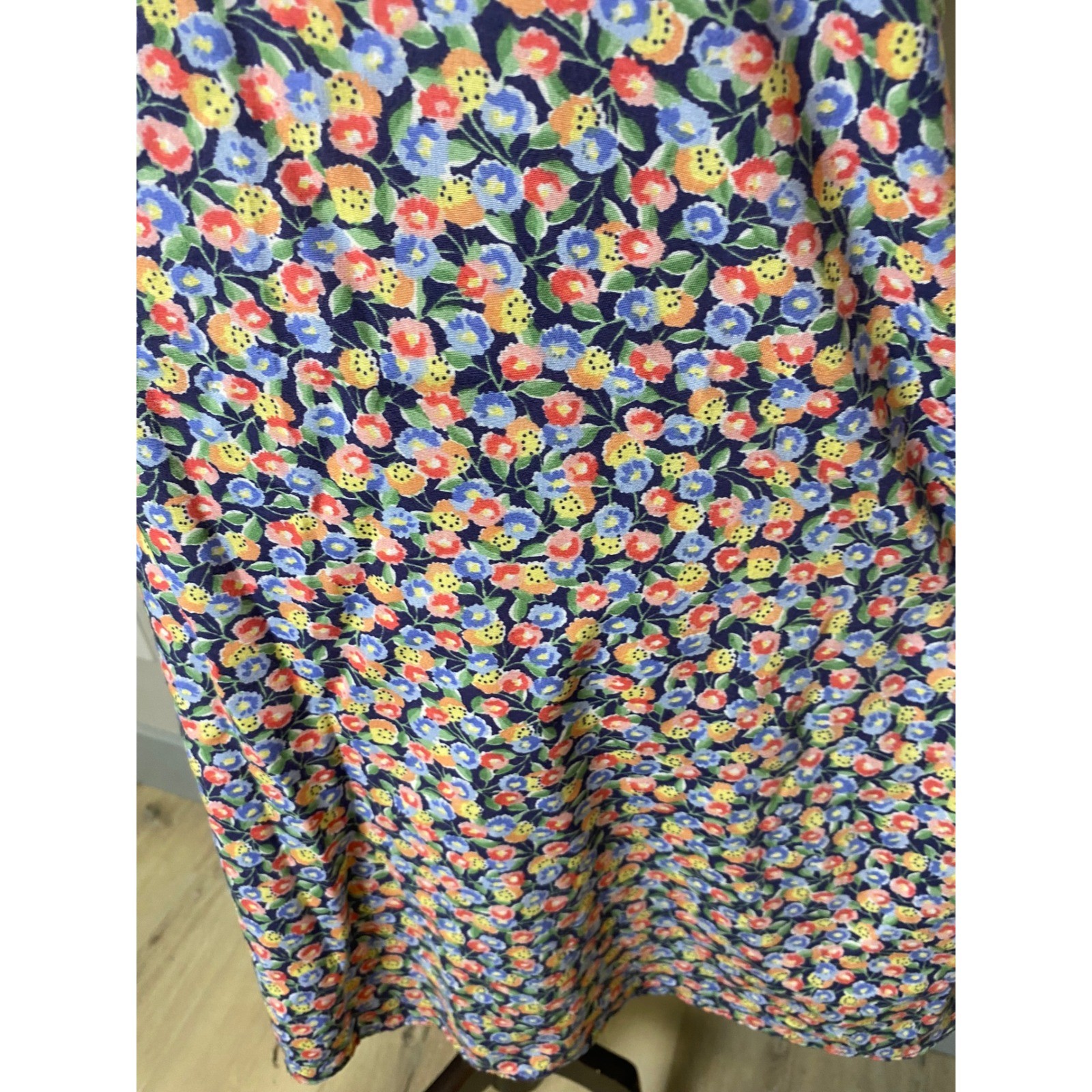Vintage Peaches n Cream 90s Floral Slip Dress Blue Multi Spaghetti Strap Mini S