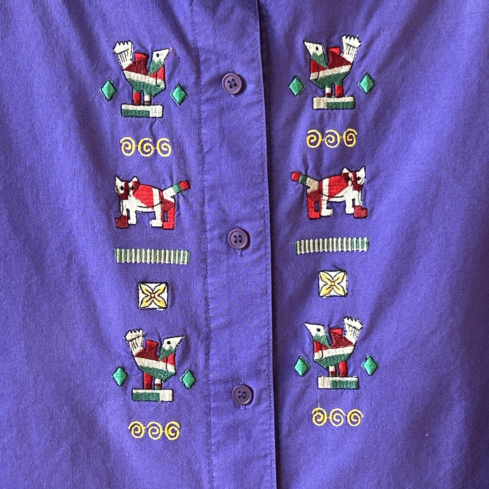 Vintage 80’s Counterparts Womens Shirt Western Native Design Purple Size 14