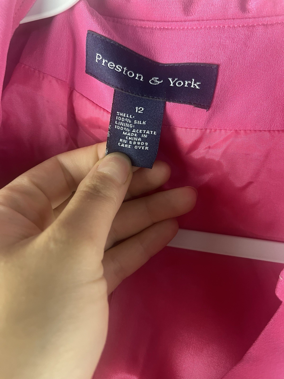 Preston & York Blazer Jacket Women’s Pink 100% Silk Size 12