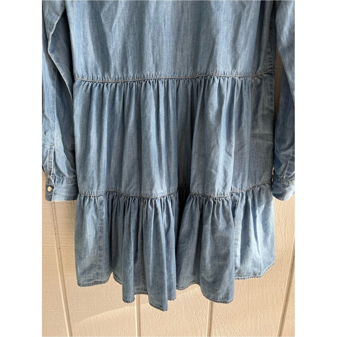 Veronica Beard Chambray Long Sleeve Ruffle Mini Dress Atari Size 0