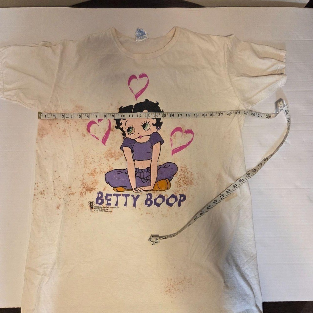 Vintage 1995 Betty Boop Hanes Her Way Graphic T-Shirt White Distressed 90s XL
