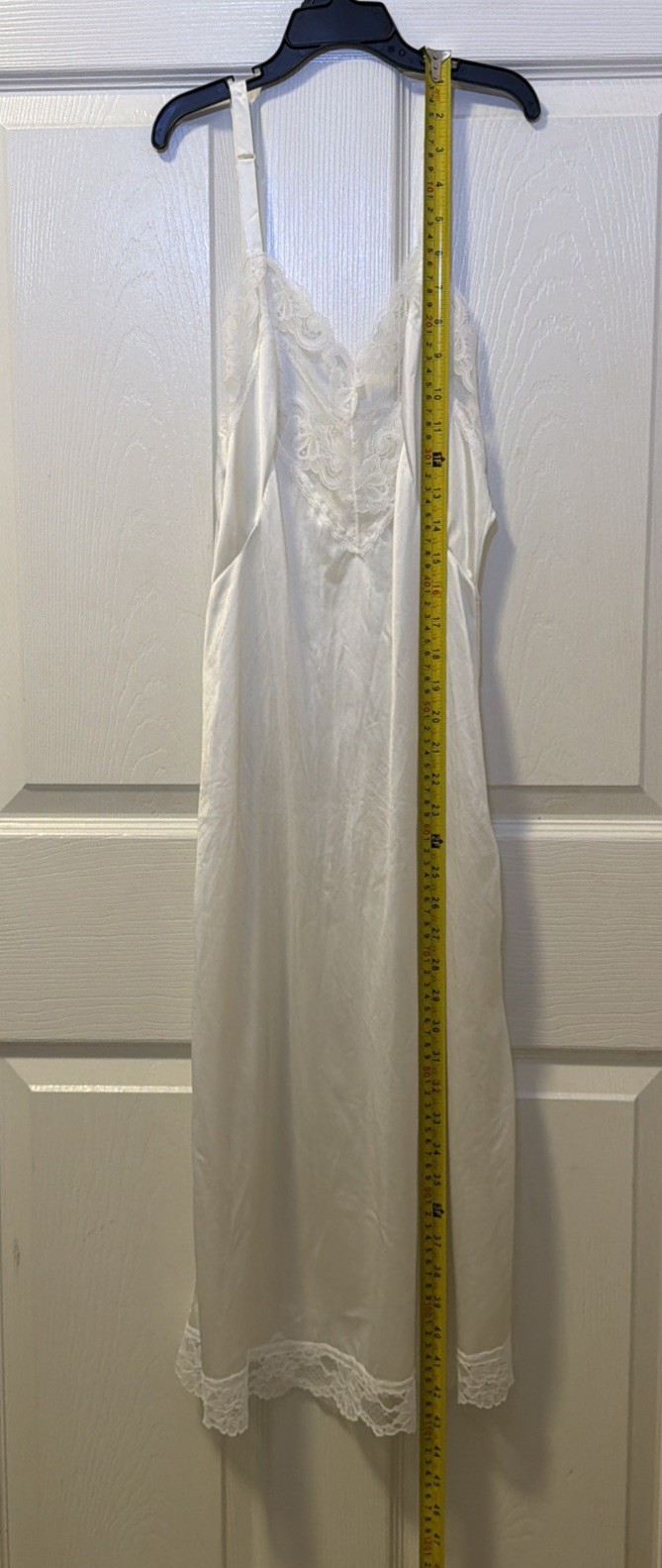Vintage Greenco Maid White Nylon Tricot Full Slip Lace Trim Adjustable Size 34