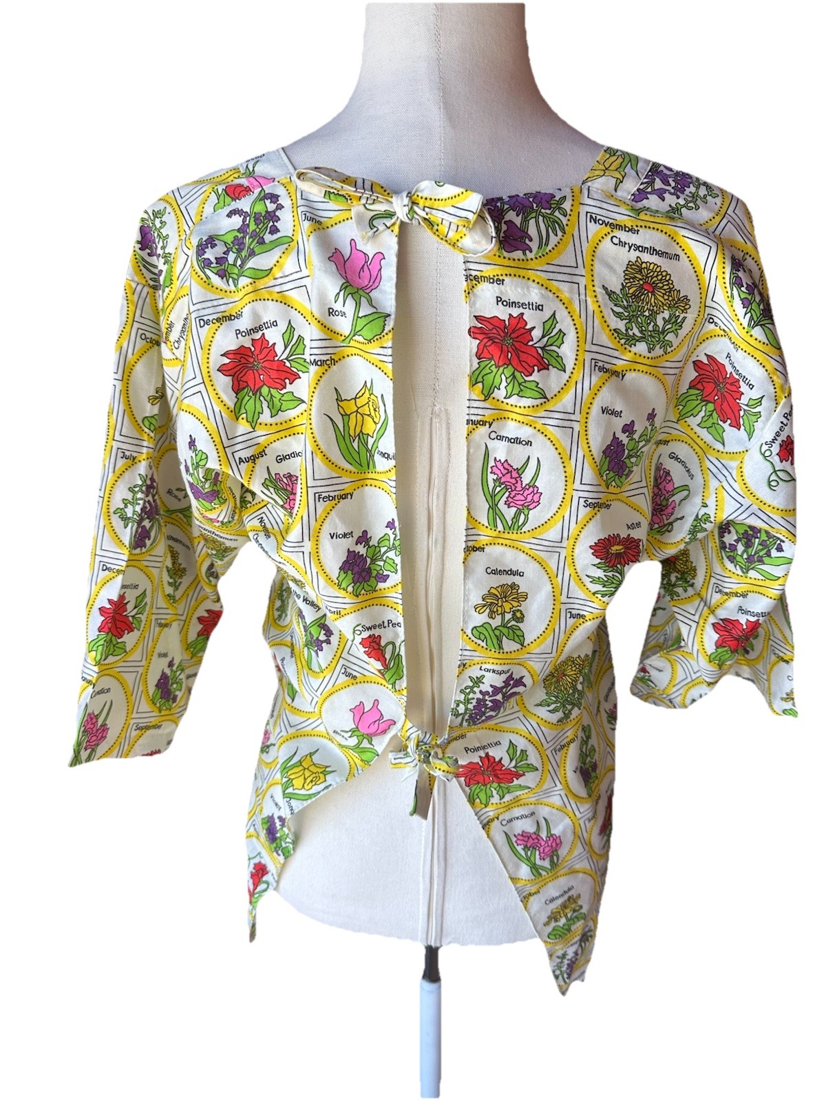 Vtg Design House Japan 70s Mod Artist Smock Apron Hippie Seed Packets Print