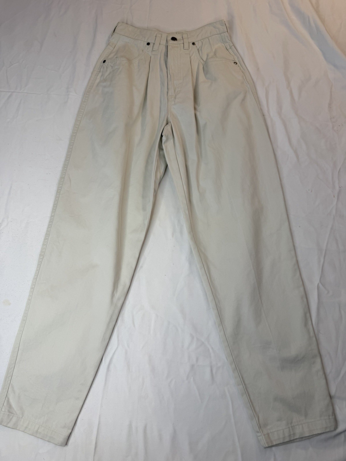 Vintage 80s Hunters Run White Jeans Sz 4 High Waist Baggy Mom Jeans