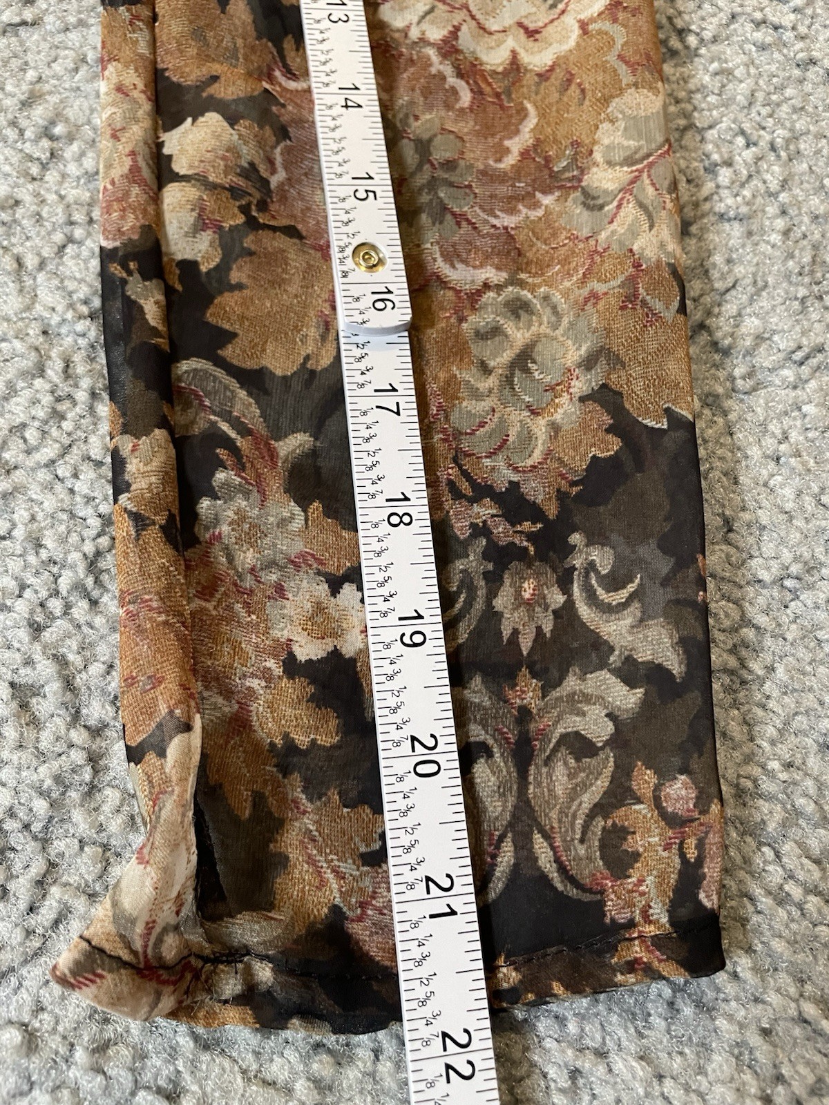 Vtg 80s Floral Brocade Mini Dress S Beige Black Bow Sheer Sleeve Pleated Classic