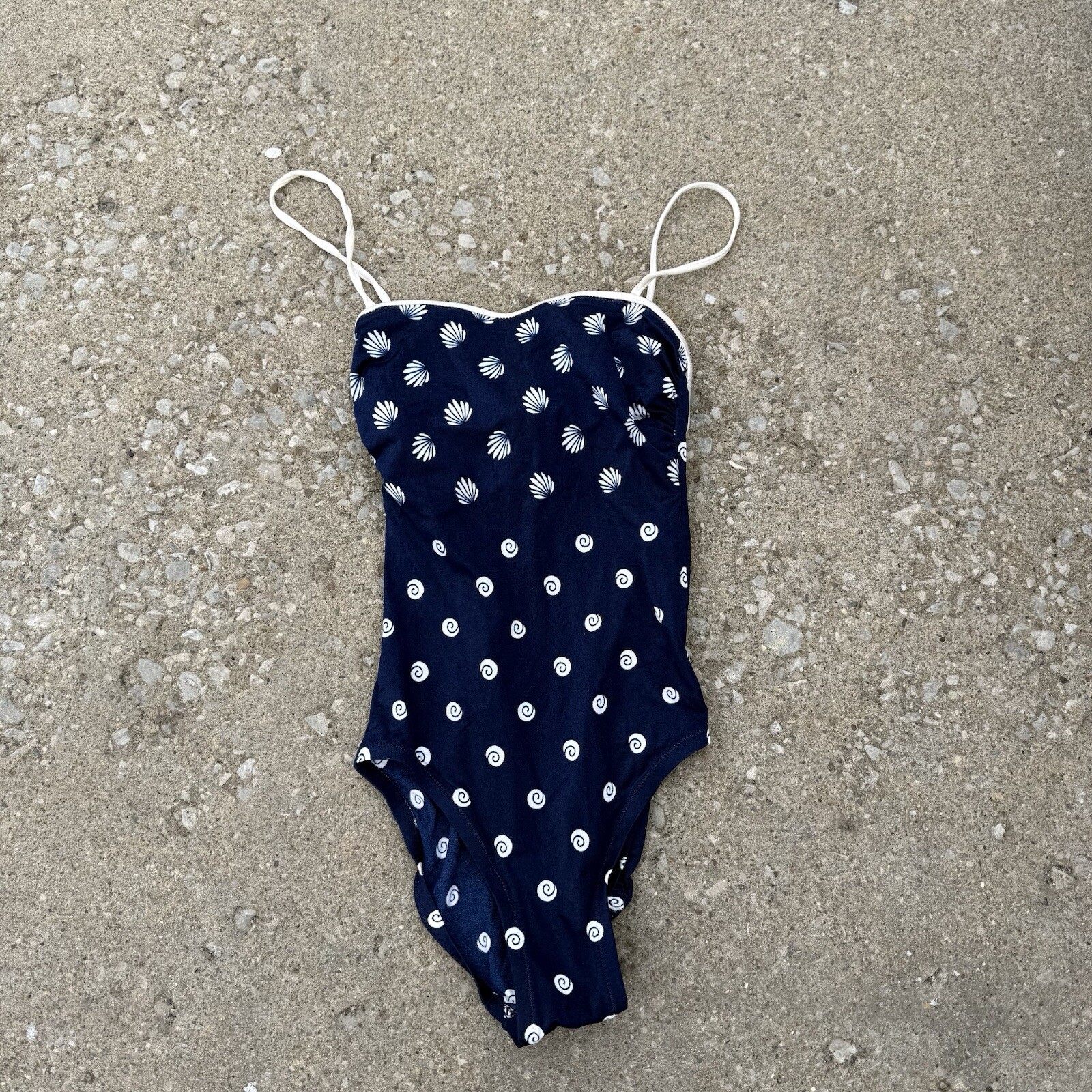 VTG DeWeese Designs 60’s Bathing Suit One Piece Navy Sz 10/32 Sof Cup Bra Nautic