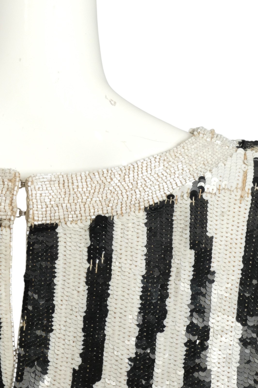 PIERRE CARDIN – 1985 Black & White Sequin Cocktail Dress, Size 10
