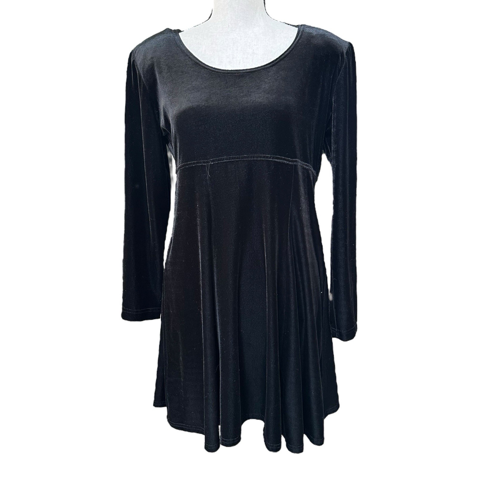 Vintage Molly Malloy Black Velvet Mini Dress Size 12 Fit & Flare Goth