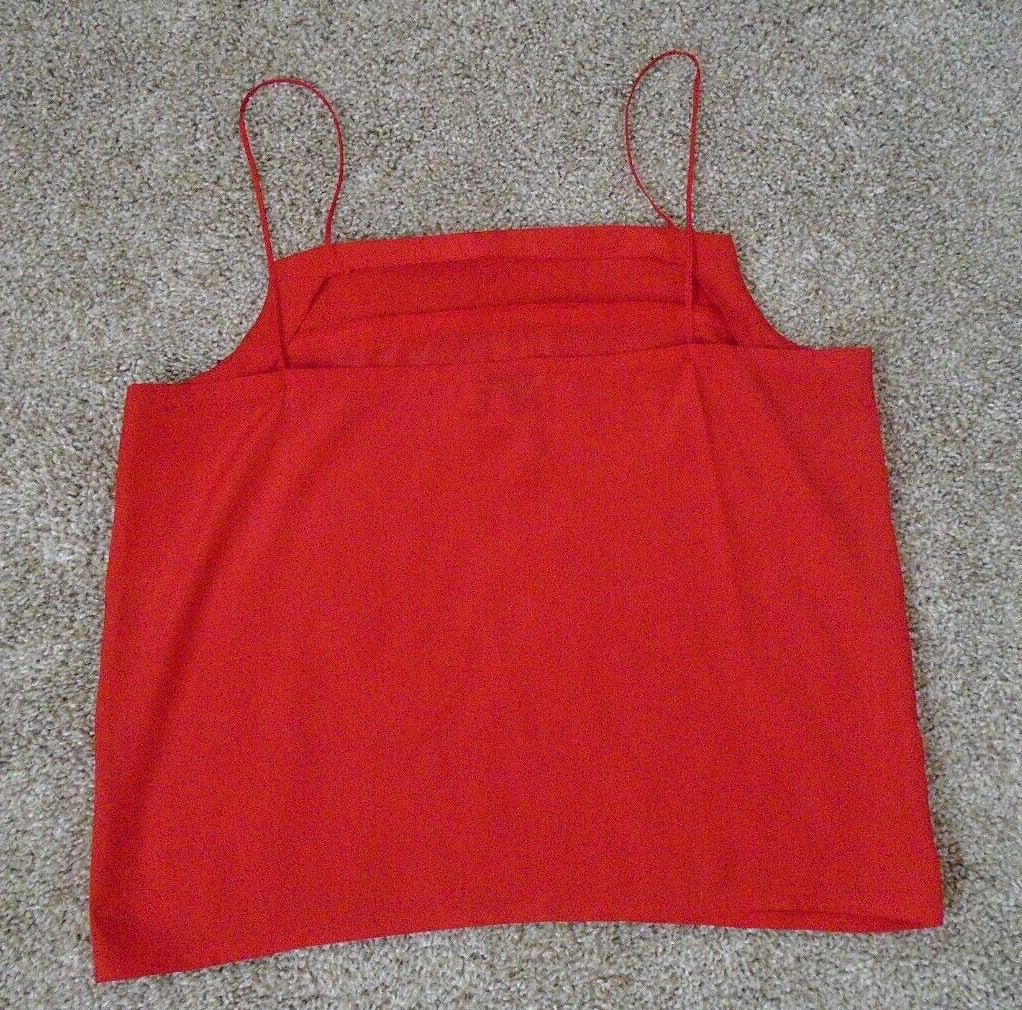 Vtg Bethany Bright Red Polyester Tank Top Size 7/8 Made in USA!