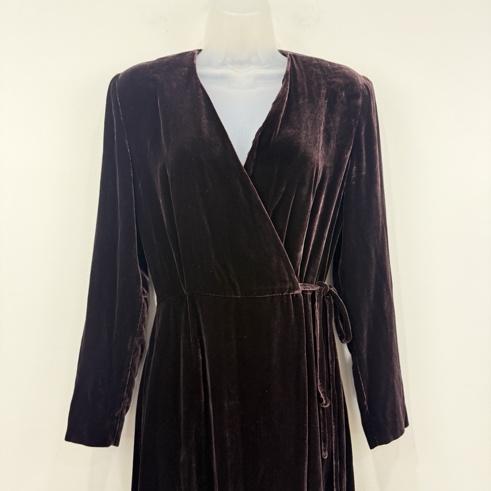 VTG Barry Bricken Silk Velvet Dress 4 Brown Whimsigoth Maxi Elegant Event Wrap